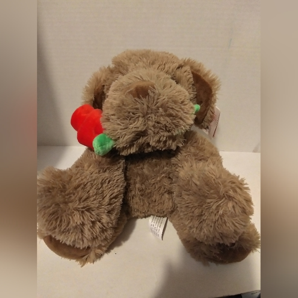 Russell Stover Coco. Brown Plush Teddy Bear with Red and Green Accents